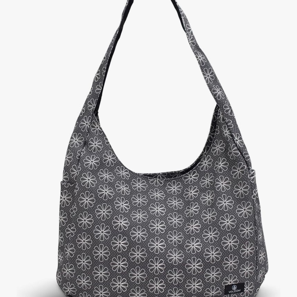 Volcom Black and White Geometric Hobo Bag